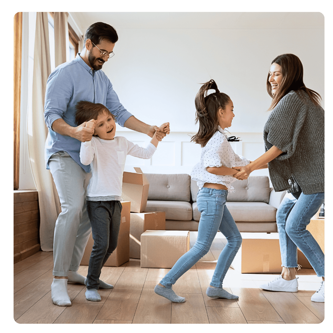 Family moving into renters unit